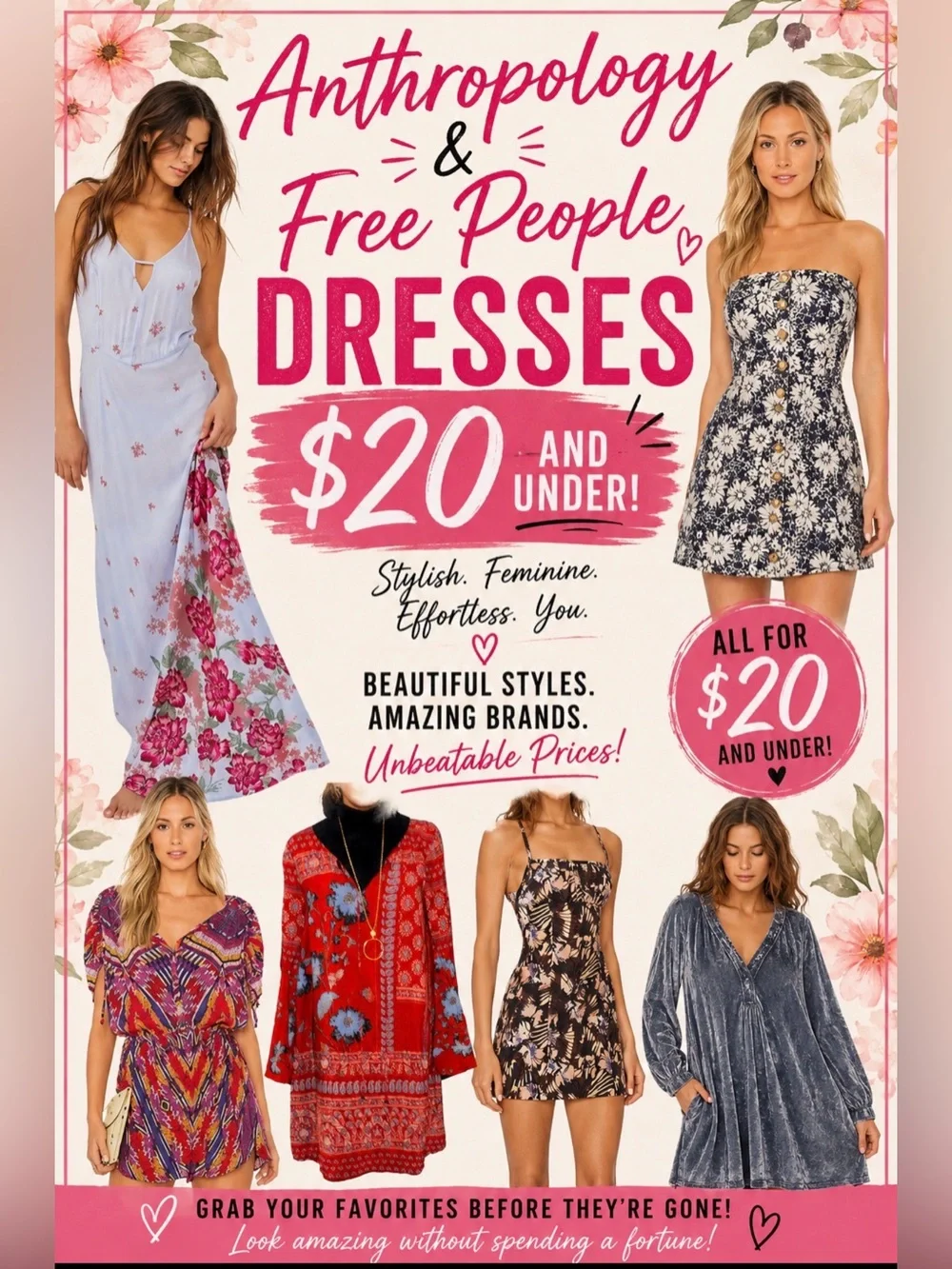 Summer Sale Prices Locked In! Brand New Free people Dresses for 25 and under!
